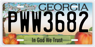 GA license plate PWW3682