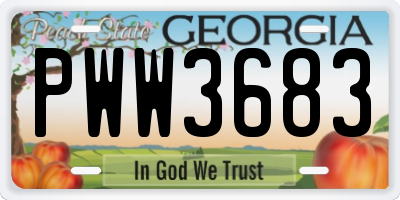 GA license plate PWW3683