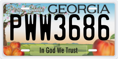 GA license plate PWW3686