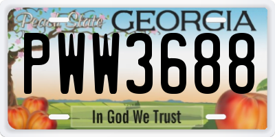 GA license plate PWW3688