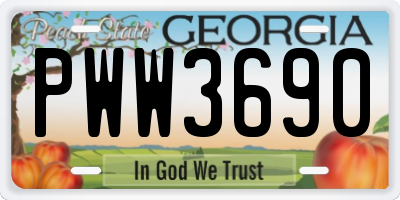 GA license plate PWW3690