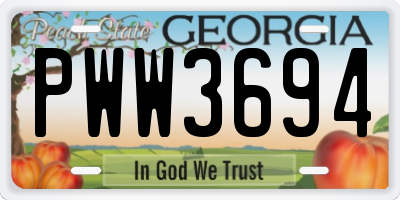 GA license plate PWW3694