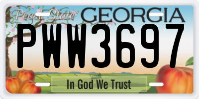 GA license plate PWW3697