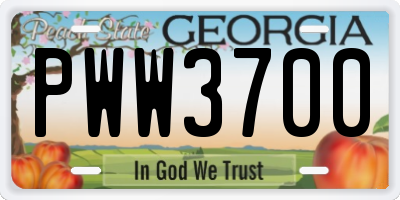 GA license plate PWW3700
