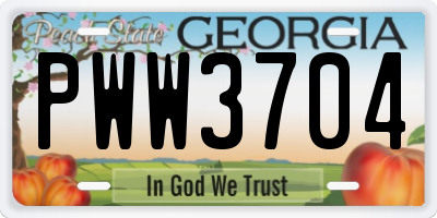 GA license plate PWW3704
