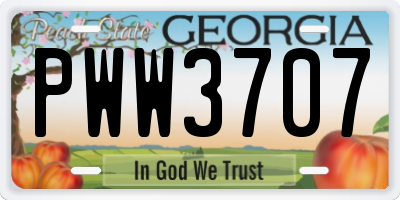 GA license plate PWW3707