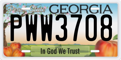 GA license plate PWW3708