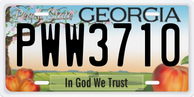 GA license plate PWW3710