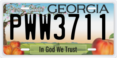 GA license plate PWW3711
