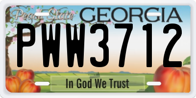 GA license plate PWW3712