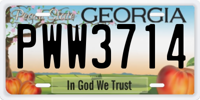 GA license plate PWW3714