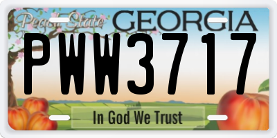 GA license plate PWW3717