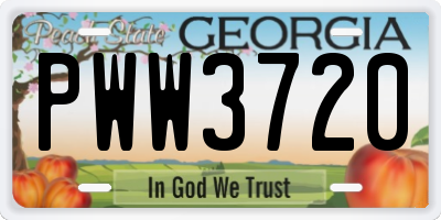 GA license plate PWW3720