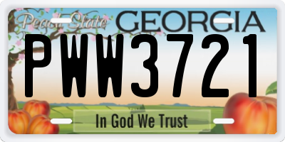 GA license plate PWW3721