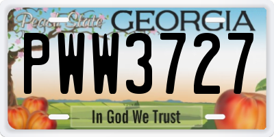 GA license plate PWW3727