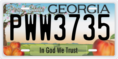 GA license plate PWW3735