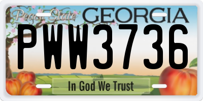 GA license plate PWW3736