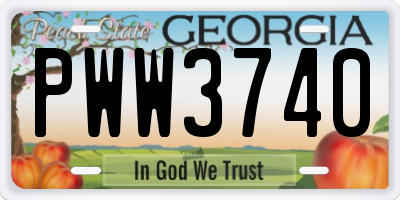 GA license plate PWW3740