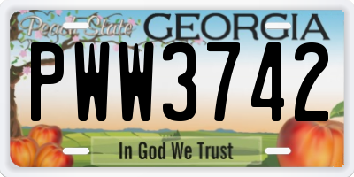 GA license plate PWW3742