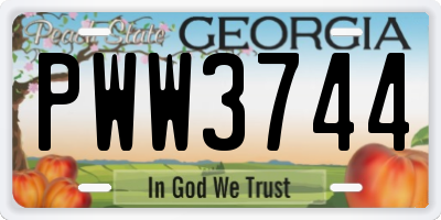 GA license plate PWW3744