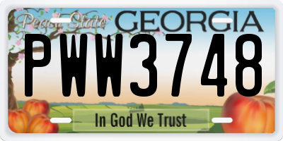 GA license plate PWW3748