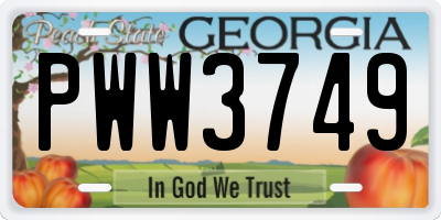 GA license plate PWW3749