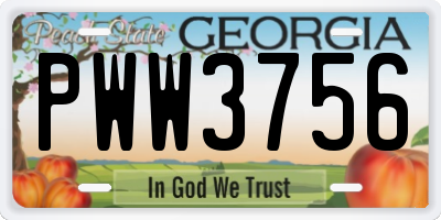GA license plate PWW3756