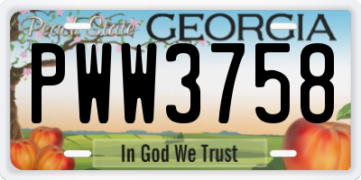 GA license plate PWW3758