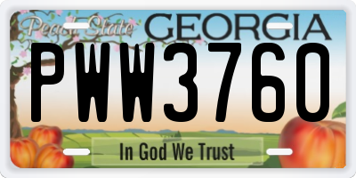 GA license plate PWW3760