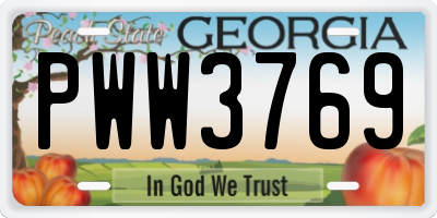 GA license plate PWW3769