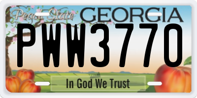 GA license plate PWW3770