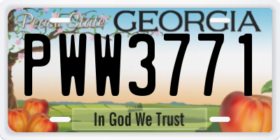 GA license plate PWW3771