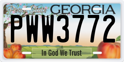GA license plate PWW3772