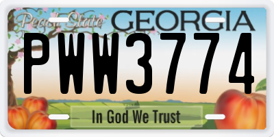 GA license plate PWW3774
