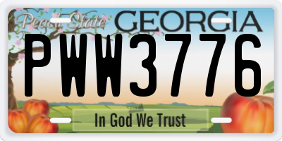 GA license plate PWW3776