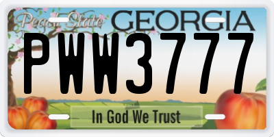 GA license plate PWW3777