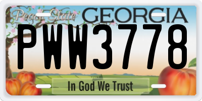 GA license plate PWW3778
