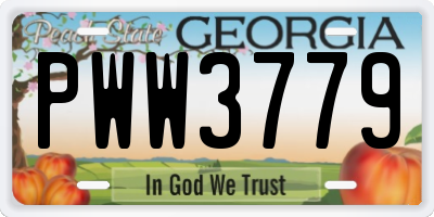GA license plate PWW3779