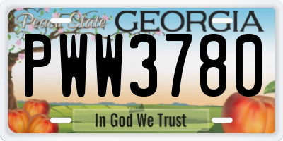 GA license plate PWW3780