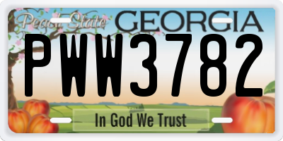 GA license plate PWW3782