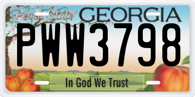 GA license plate PWW3798