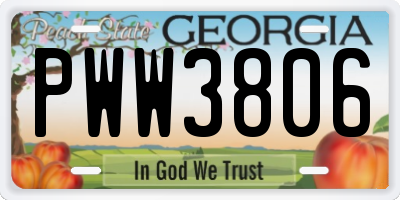 GA license plate PWW3806