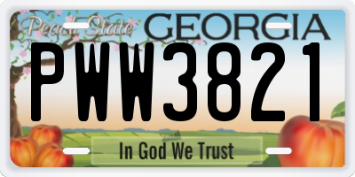 GA license plate PWW3821
