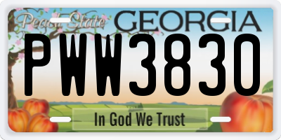 GA license plate PWW3830