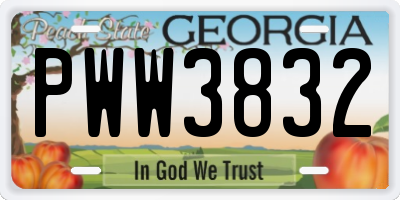 GA license plate PWW3832