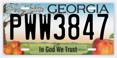 GA license plate PWW3847