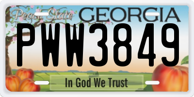 GA license plate PWW3849