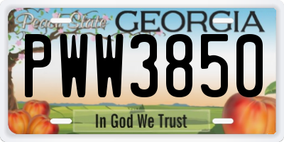 GA license plate PWW3850