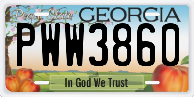 GA license plate PWW3860