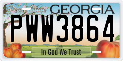 GA license plate PWW3864